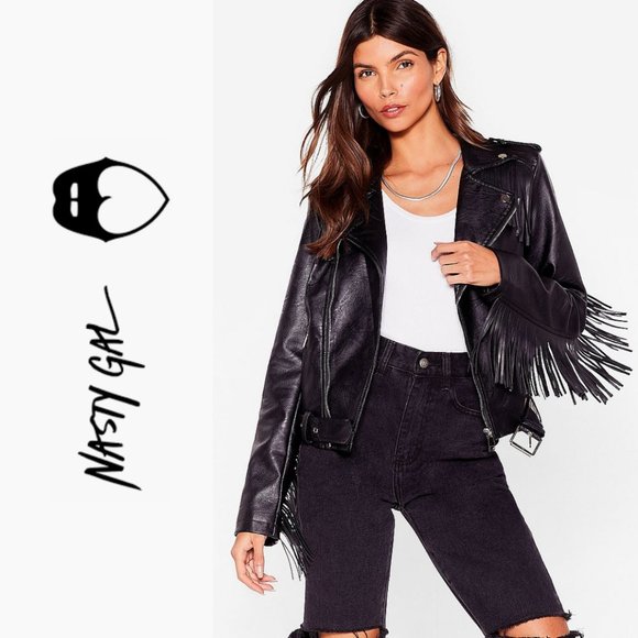🚫 SOLD 🚫 Faux Leather Fringe Jacket - Picture 5 of 15